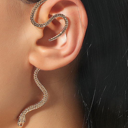 Non-hole Ear Clip Vintage Zircon Snake-shaped Earrings